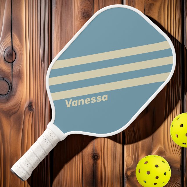 Retro Ocean Three Stripes with Name Pickleball Paddle (Creator Uploaded)