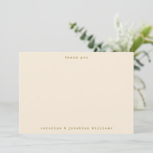 Retro Ochre Cream Typewriter Custom Wedding Thank You Card