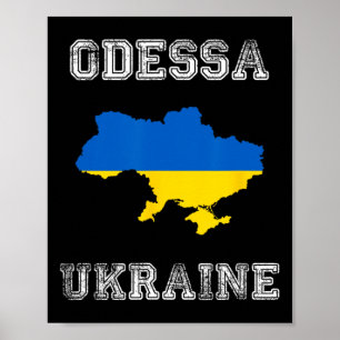 Retro Odessa Ukraine Distressed Ukraine Flag Poster
