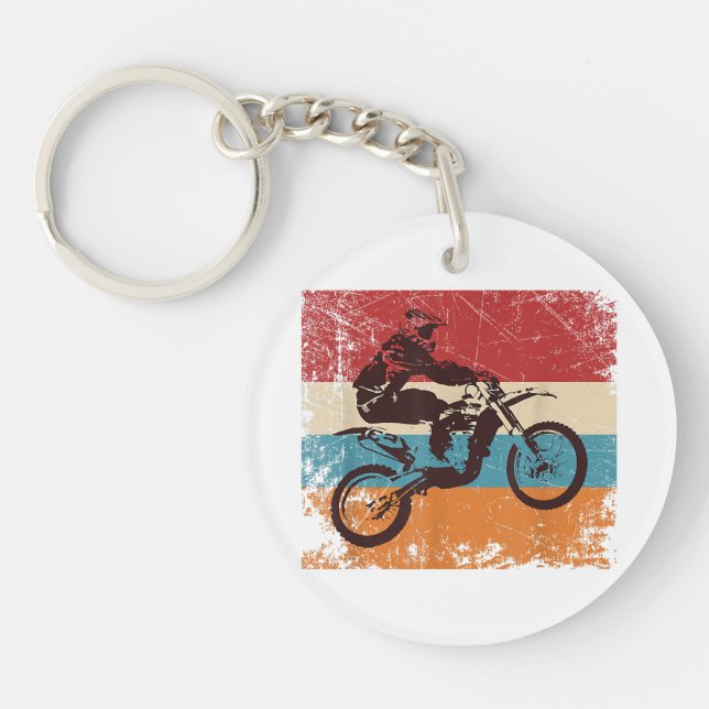 Retro Off Road Motorcycle Motocross Enduro Key Ring (Front)