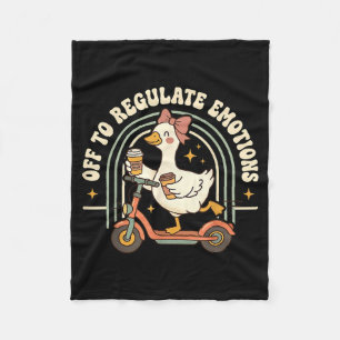 Retro off to regulate emotions goose mental health fleece blanket