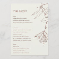 RETRO OFF WHITE BLUSH LINE DRAWING FLORAL MENU