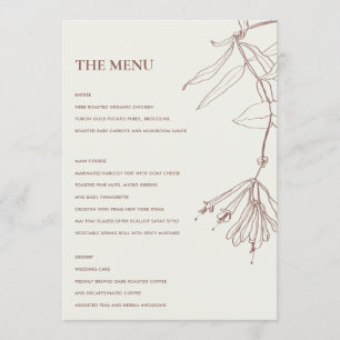 RETRO OFF WHITE BLUSH LINE DRAWING FLORAL MENU