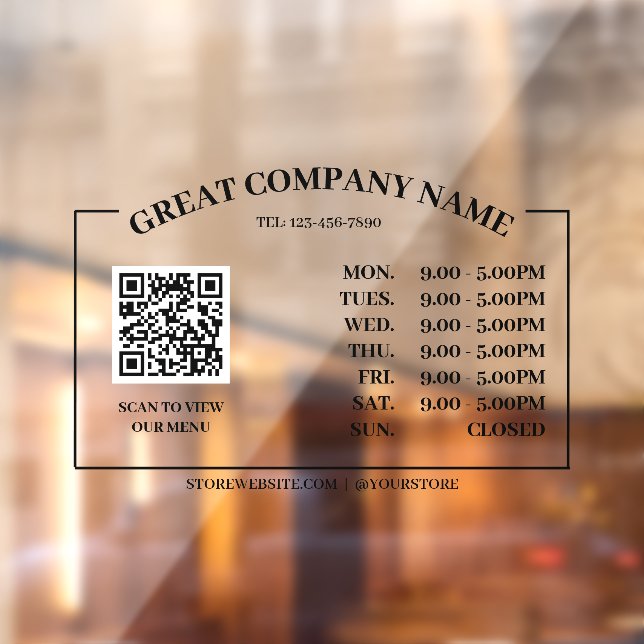 Retro Office Opening Time, Business QR Code (Sheet 2)