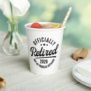Retro Officially Retired 2026 Funny Retirement Paper Cups