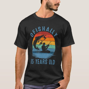 Retro Ofishally 65 Years Old Fisherman 65th Birthd T-Shirt