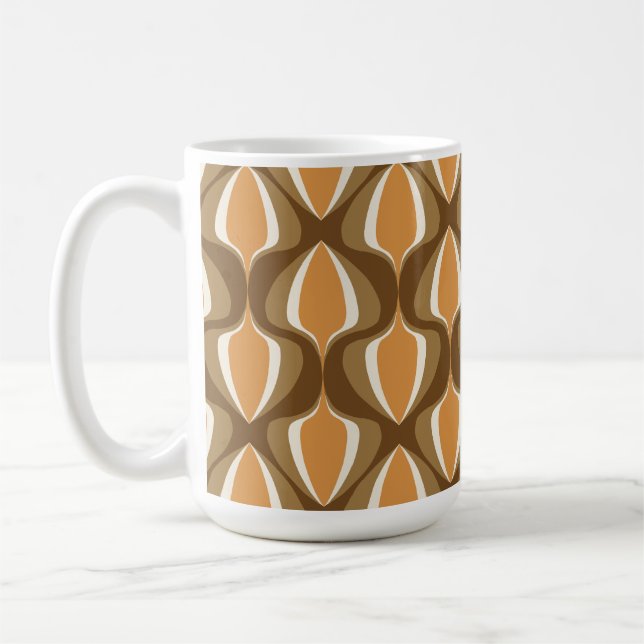 Retro Ogee  Brown Coffee Mug (Left)