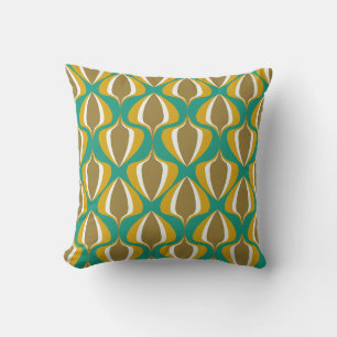 Retro Ogee Green Mustard Brown Cushion