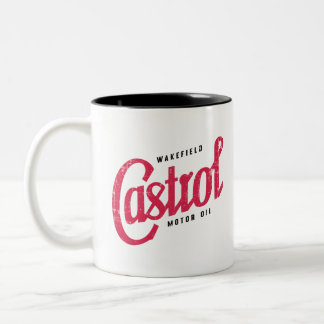 retro oil sign Two-Tone coffee mug