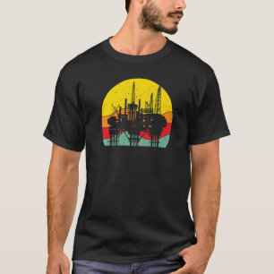 Retro Oil Well Pumpjack Oil Rig Oilman Oilfield Wo T-Shirt