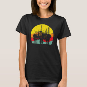 Retro Oil Well Pumpjack Oil Rig Oilman Oilfield Wo T-Shirt