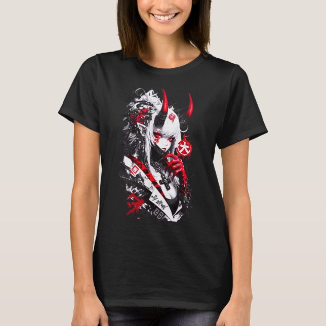 Retro Okami Girl Basic Japan Style Fox Cute Cool M T-Shirt (Front)