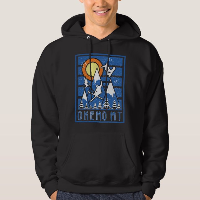 Retro Okemo Mountain Ski Sunset Hoodie (Front)
