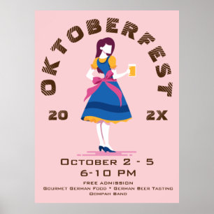 Retro Oktoberfest Beer Woman Poster