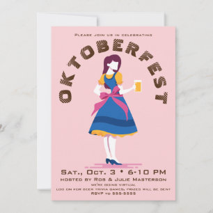 Retro Oktoberfest Beer Woman  Virtual Invitation
