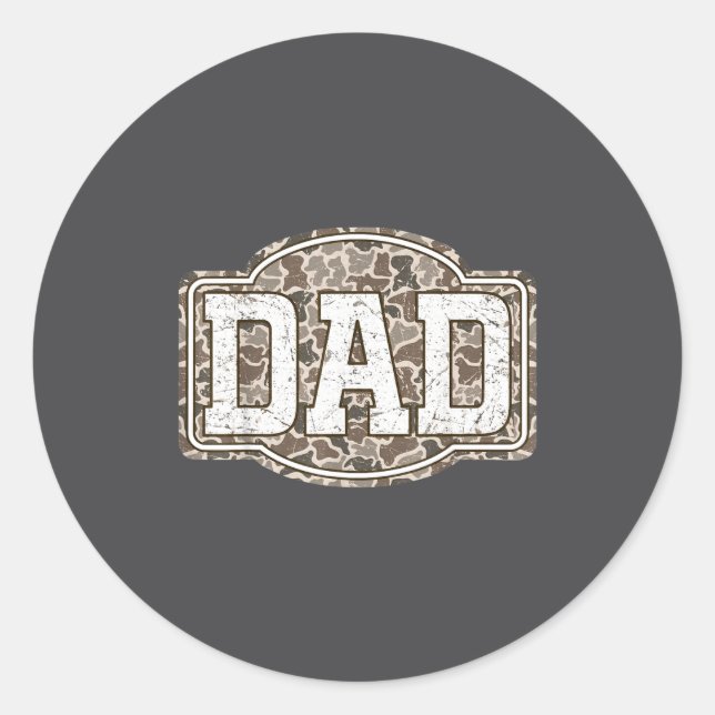 Retro Old Camo Dad Camouflage Hunting Season Fathe Classic Round Sticker (Front)