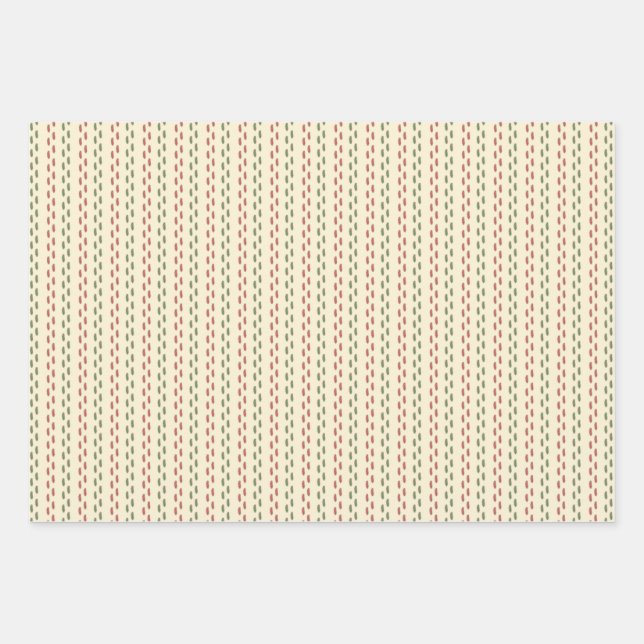 Retro Old Fashioned Christmas Stitching Wrapping Paper Sheet (Front)