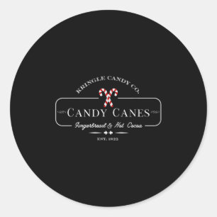 Retro Old Fashioned Kringle Candy Canes Co Merry C Classic Round Sticker