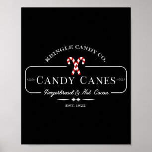 Retro Old Fashioned Kringle Candy Canes Co Merry C Poster