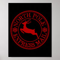 Retro Old Fashioned North Pole Express Mail Reinde