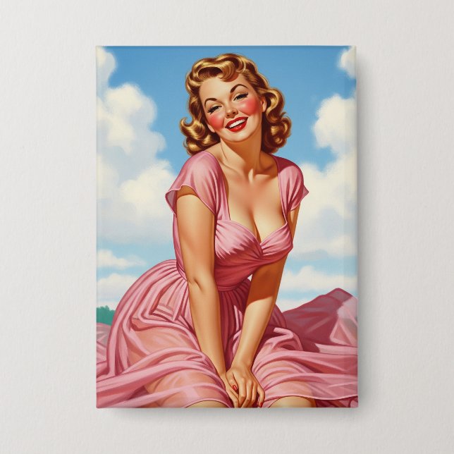 Retro Old Hollywood Glamour Blonde Woman Pin-up Ar (Front)