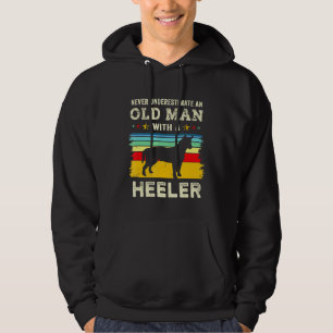 Retro Old Man Red Blue Heeler Australian Cattle Do Hoodie