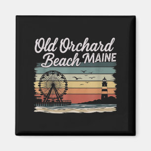 Retro Old Orchard Beach Maine Graphic Art Design Magnet