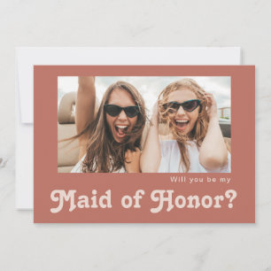 Retro Old Rose Photo Maid of Honour Proposal Card