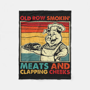 Retro Old Row Smoking Meats And Clapping Cheeks Fu Fleece Blanket