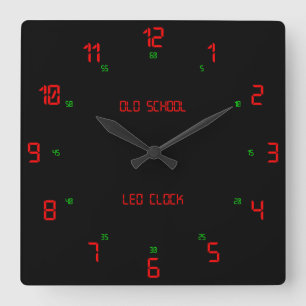 Retro Old School LED Square Wall Clock