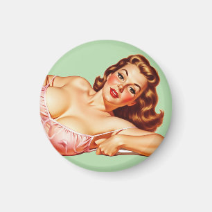 Retro Old School Pin-up girl Art Magnet