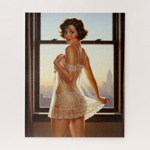 Retro Old School Pin-up Girl  Jigsaw Puzzle