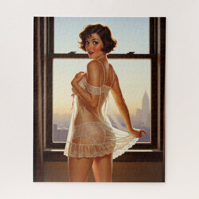 Retro Old School Pin-up Girl  Jigsaw Puzzle (Vertical)