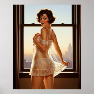 Retro Old School Pin-up Girl  Poster