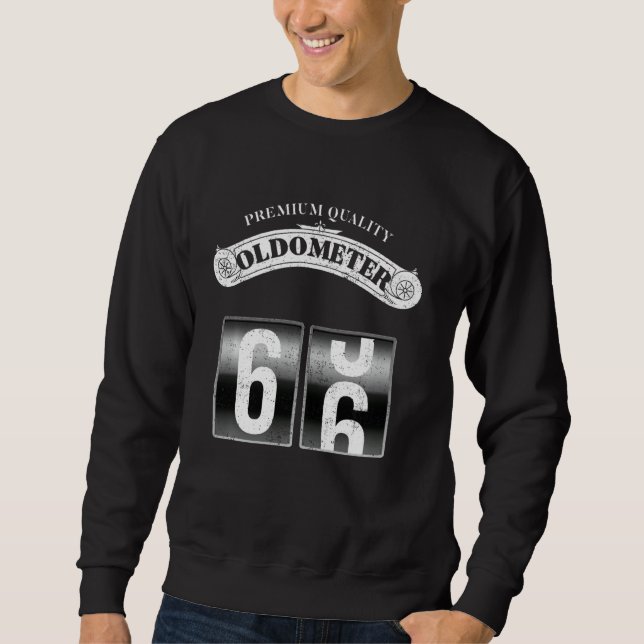 Retro Oldometer 65-66 Funny 66th Birthday Sweatshirt (Front)