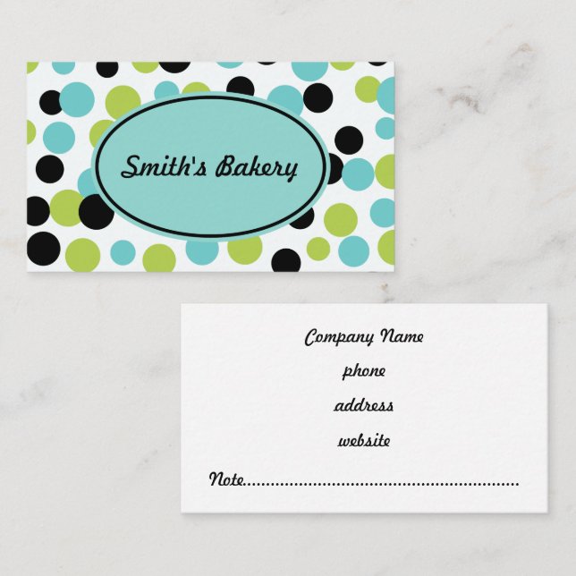 Retro Olive Dots Business Card (Front/Back)