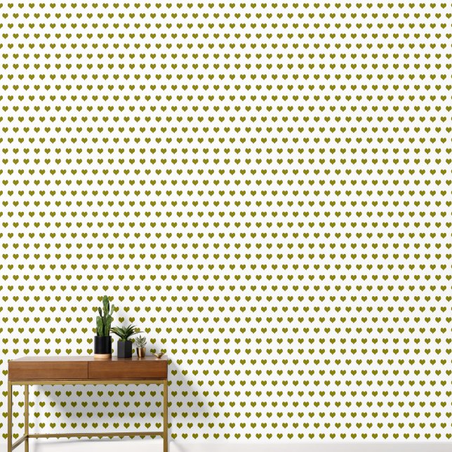 retro olive green heart wallpaper (Hallway)