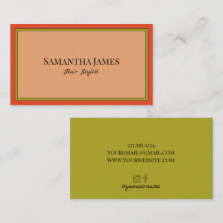 Retro Olive Green Orange Modern Business Ca Card
