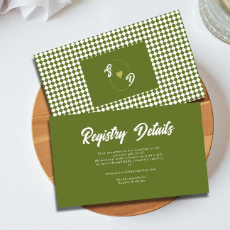 Retro Olive green Wedding Shower Gift Registry Enclosure Card