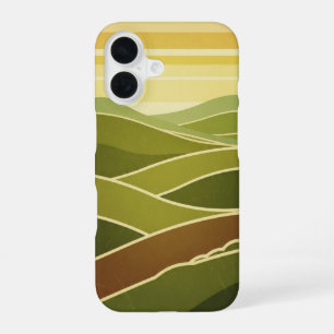 Retro Olive Hills iPhone 16 Case