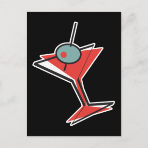 retro olive martini postcard