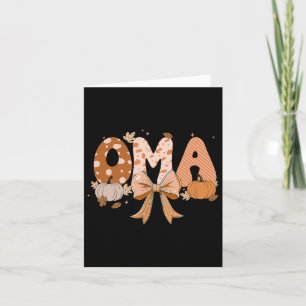 Retro Oma Coquette Bows Leopard Fall Thanksgiving Card