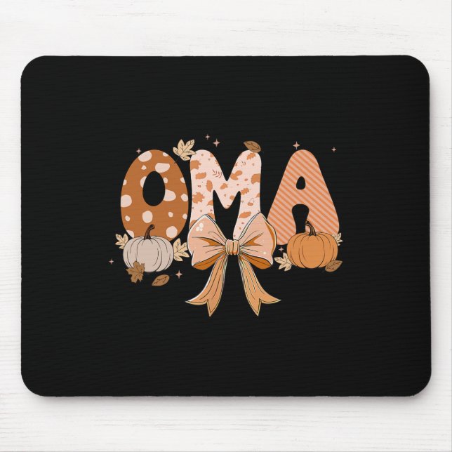 Retro Oma Coquette Bows Leopard Fall Thanksgiving  Mouse Pad (Front)