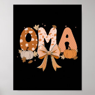 Retro Oma Coquette Bows Leopard Fall Thanksgiving Poster