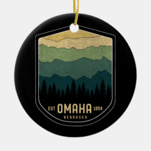 Retro Omaha Nebraska NE State Mountains Vintage Ceramic Ornament