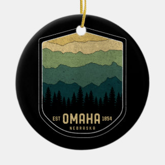 Retro Omaha Nebraska NE State Mountains Vintage Ceramic Ornament