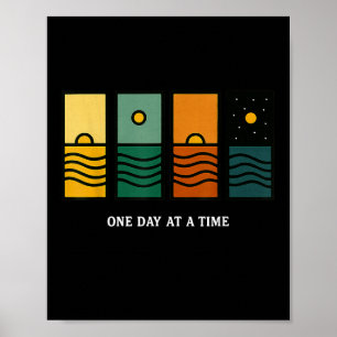 Retro One Day At A Time Motivational Quote Retro S Poster