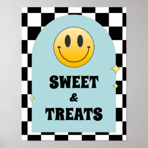 Retro One Happy Dude Birthday Sweet & Treats Sign