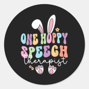 Retro One Hoppy Speech Therapist Slp Bunny Easter  Classic Round Sticker