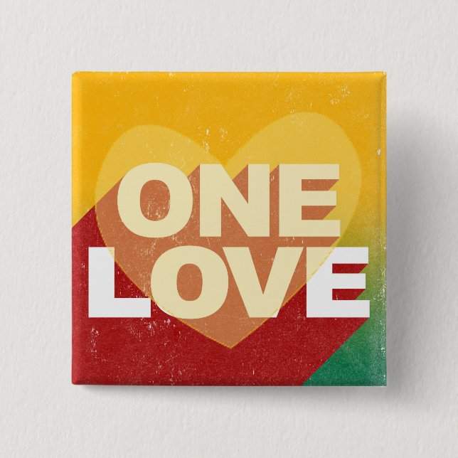 Retro One Love Poster Art Colourful 15 Cm Square Badge (Front)